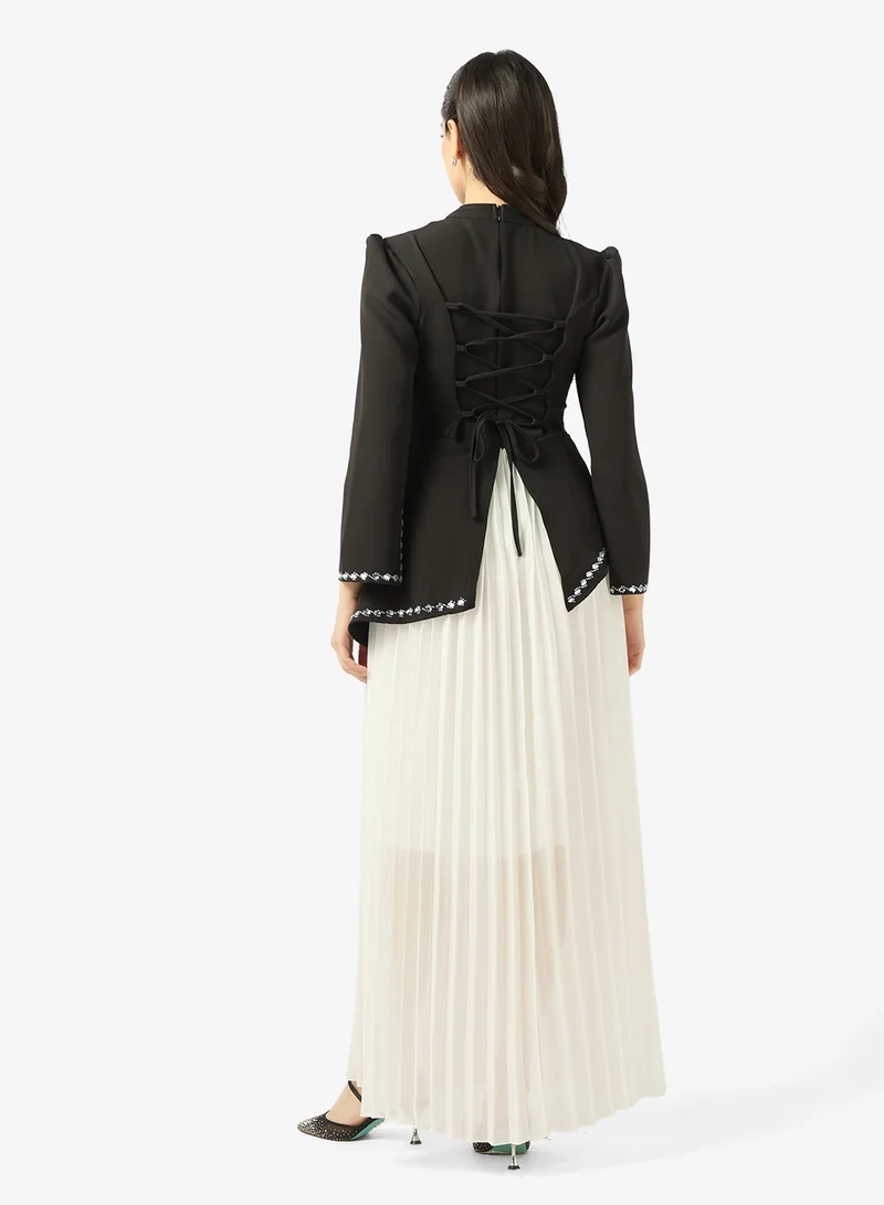 خزانة Dress With Aysmmetric Drop Waist Hem & Pleated Skirt